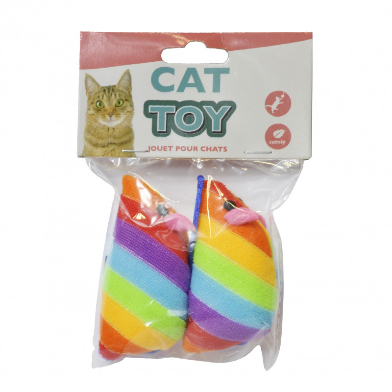 set of 2 rainbow mice with catnip