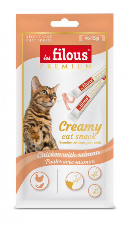 CREAMY CAT SNACK, CHICKEN WITH SALMON