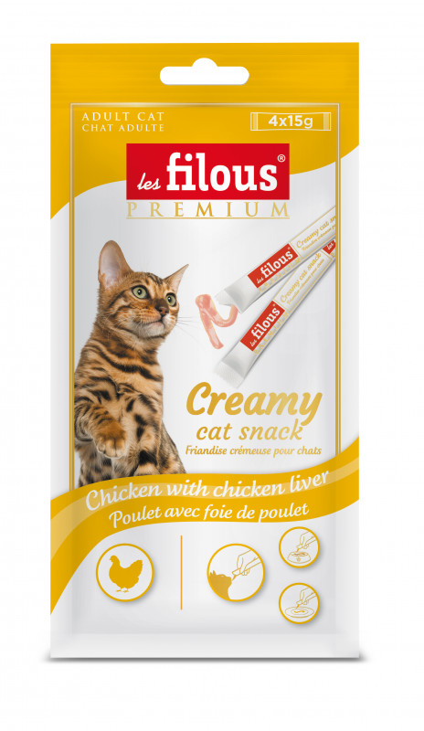 CREAMY CAT SNACK, CHICKEN WITH CHICKEN LIVER