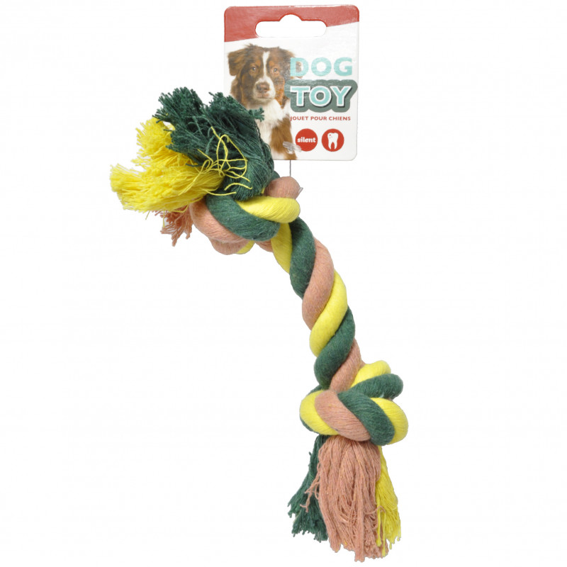 Rope with 2 knots, 3 assorted colours, 15''