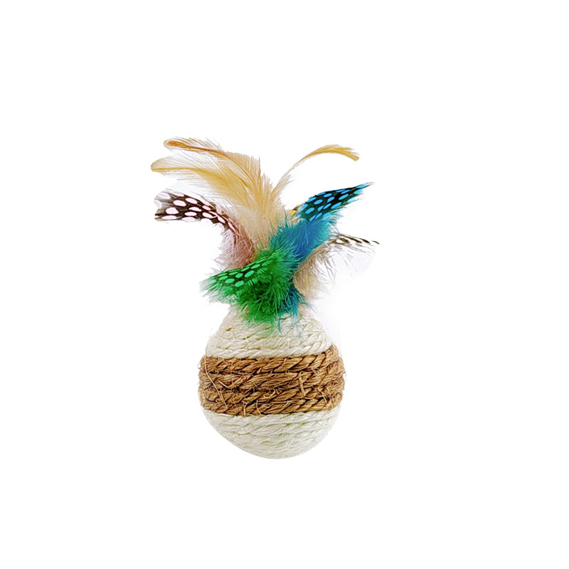 sisal ball with feathers